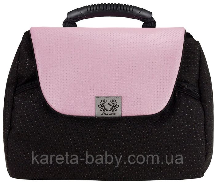 Коляска 2 в 1 Adamex Hybryd Plus Polar (Chrome) BR611 черный (розовый люрекс)- светло-розовая кожа (выдавленная точка)