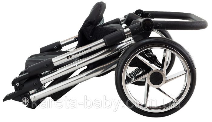 Коляска 2 в 1 Adamex Hybryd Plus Polar (Chrome) BR611 черный (розовый люрекс)- светло-розовая кожа (выдавленная точка)
