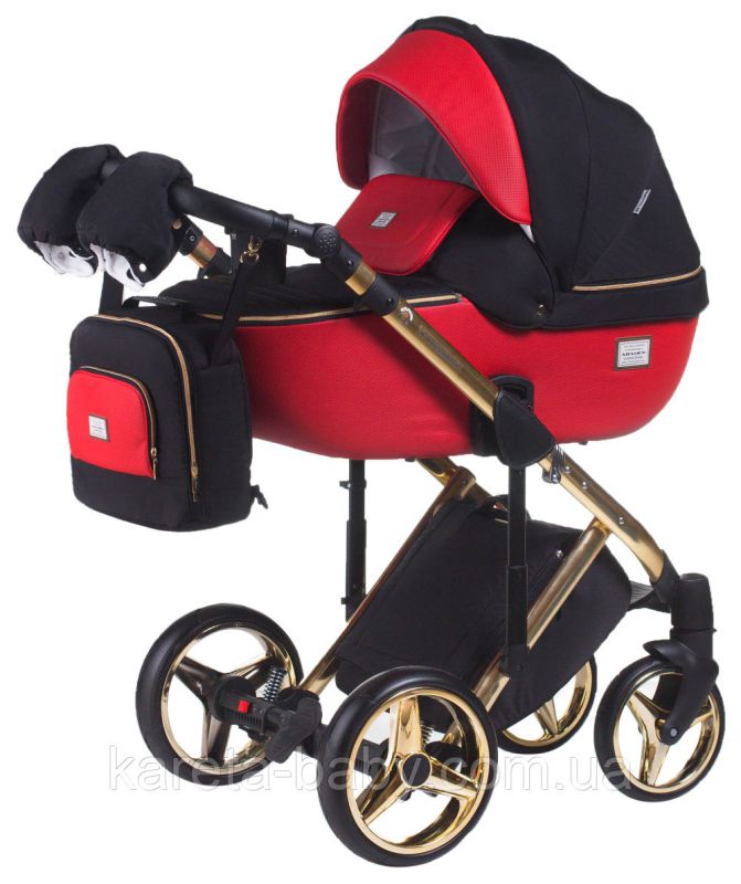 Коляска 2 в 1 Adamex Luciano Polar (Gold) Y804 красный (кожа) - черный