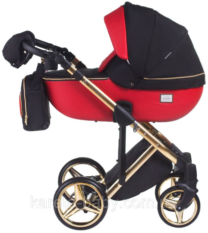 Коляска 2 в 1 Adamex Luciano Polar (Gold) Y804 красный (кожа) - черный