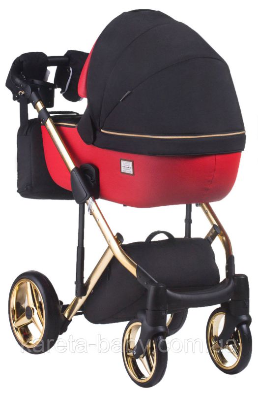 Коляска 2 в 1 Adamex Luciano Polar (Gold) Y804 красный (кожа) - черный