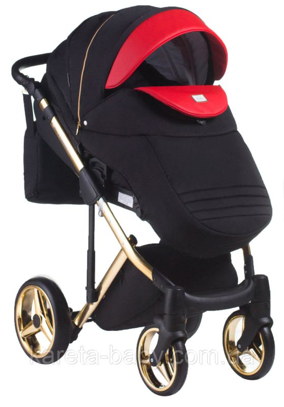 Коляска 2 в 1 Adamex Luciano Polar (Gold) Y804 красный (кожа) - черный
