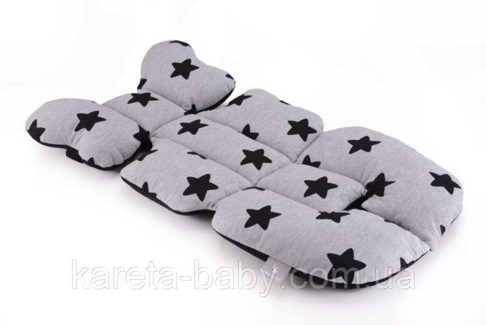 Матрац в коляску та автокрісло Cottonmoose Air 828/29/101 black star cotton jersey siatka czarna (сірий (чорні)