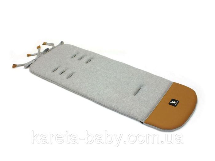 Матрац в коляску Cottonmoose Leather 590/49/107 melange cotton jersey (сірий меланж, латте еко-шкіра)