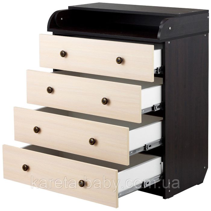 Пеленальный комод Babyroom Комод 4 тел.Big 102x80x50  венге-дуб молочный