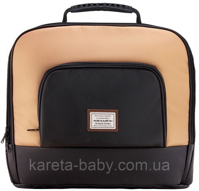 Коляска 2 в 1 Adamex Luciano шкіра 100% Q254 чорний - персиковий