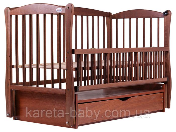 Кровать Babyroom Елит резьба маятник, ящик, откидной бок DER-7  бук тик