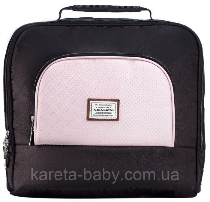 Коляска 2 в 1 Adamex Mimi Polar (Chrome) Y839-A чорний (люрікс) - рожевий (пудра) шкіра (видавлена точка)