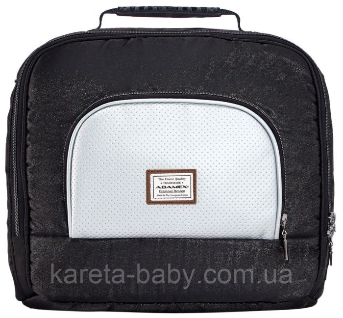 Коляска 2 в 1 Adamex Mimi Polar (Chrome) Y843 черный (люрикс) - серебро кожа (выдавленная точка)