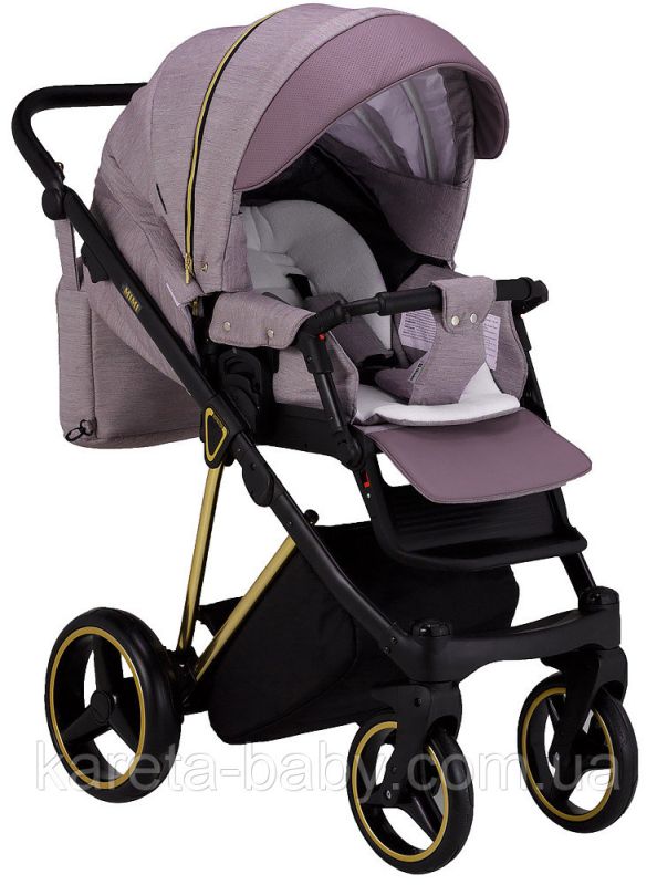 Коляска 2 в 1 Adamex Mimi Polar (Gold) Y811 сиреневый - сиреневый кожа (выдавленная точка)
