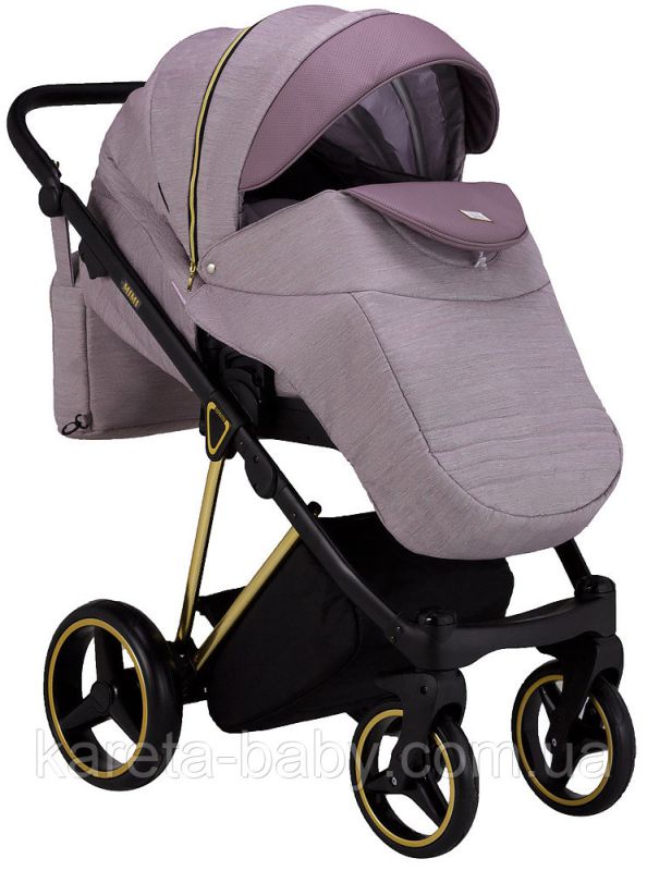 Коляска 2 в 1 Adamex Mimi Polar (Gold) Y811 сиреневый - сиреневый кожа (выдавленная точка)