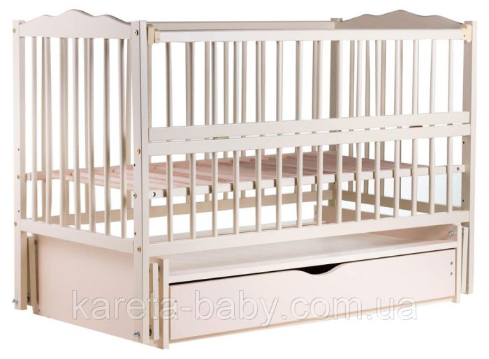 Ліжко Babyroom Веселка маятник, ящик, відкидний бік DVMYO-3 бук слонова кістка