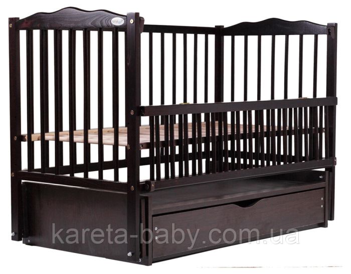 Ліжко Babyroom Веселка маятник, ящик, відкидний бік DVMYO-3 бук венге