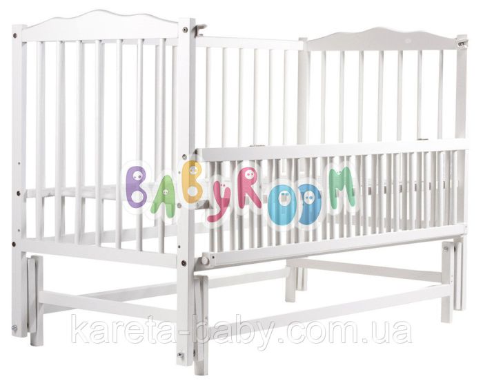 Ліжко Babyroom Веселка маятник, відкидний бік DVMO-2 бук білий
