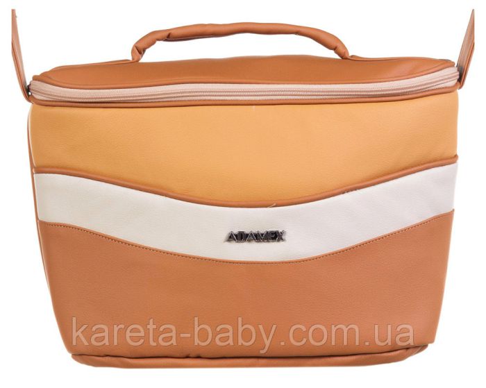 Коляска 2 в 1 Adamex Monte Deluxe Carbon шкіра 100% D104 рудий-карамель-білий