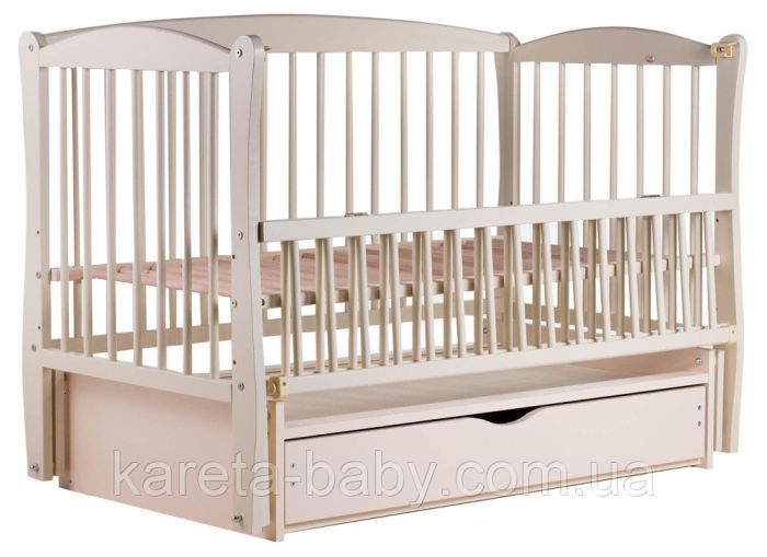 Кровать Babyroom Елит маятник, ящик, откидной бок DEMYO-5  бук слоновая кость