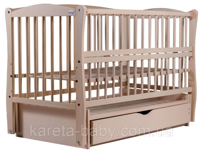 Кровать Babyroom Елит резьба маятник, ящик, откидной бок DER-7  бук слоновая кость