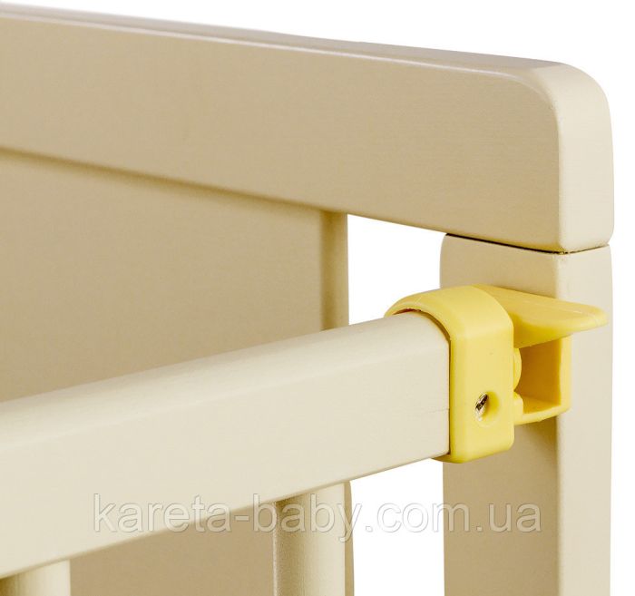 Кровать Babyroom Медвежонок M-01 откидной бок, колеса  бук слоновая кость