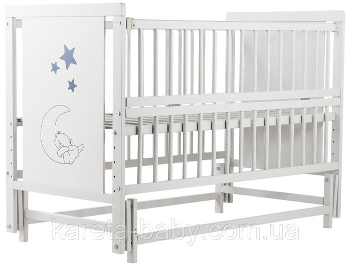 Кровать Babyroom Медвежонок M-02 маятник, откидной бок  бук белый