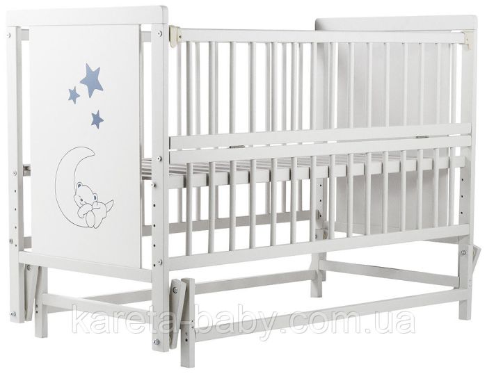 Кровать Babyroom Медвежонок M-02 маятник, откидной бок  бук белый