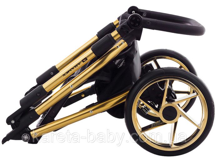 Коляска 2 в 1 Adamex Hybryd Plus Polar (Gold) Кожа 100% BR313 красный кожа (выдавленная точка) - красный кожа