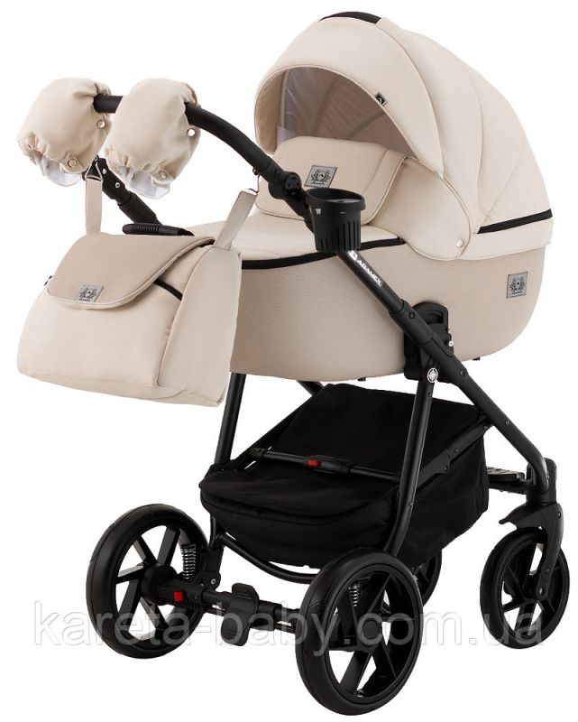 Коляска 2 в 1 Adamex Hybryd Plus BR244 светло-бежевый - бежевая кожа (выдавленная точка)