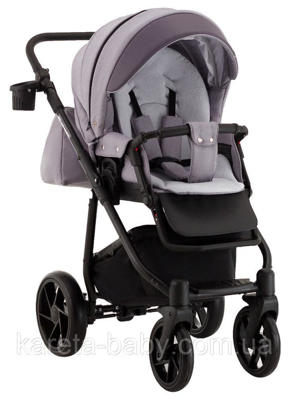 Коляска 2 в 1 Adamex Hybryd Plus BR228 серый - сиреневая кожа (выдавленная точка)