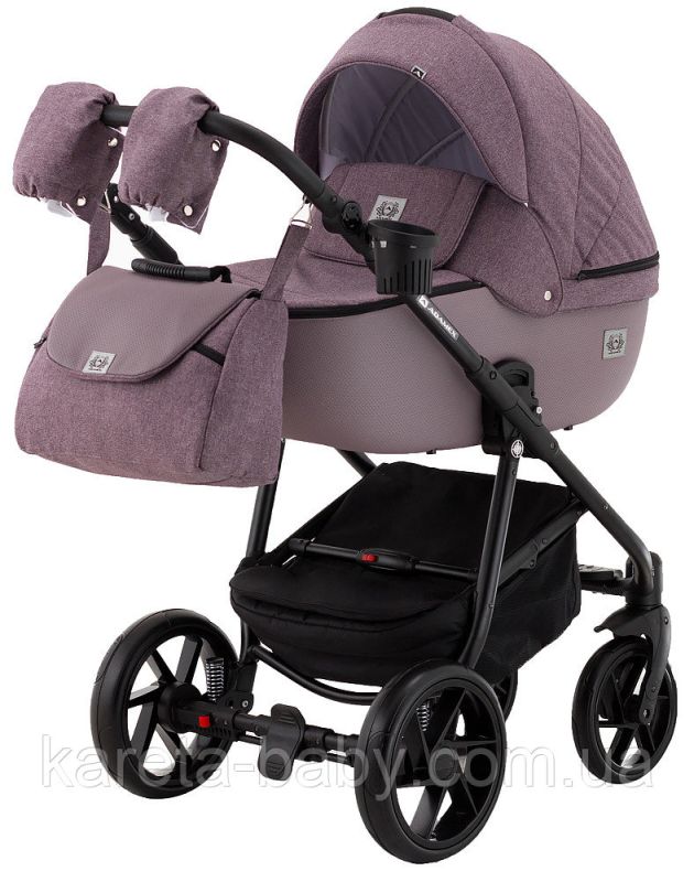 Коляска 2 в 1 Adamex Hybryd Plus BR224 сиреневый - сиреневая кожа (выдавленная точка)