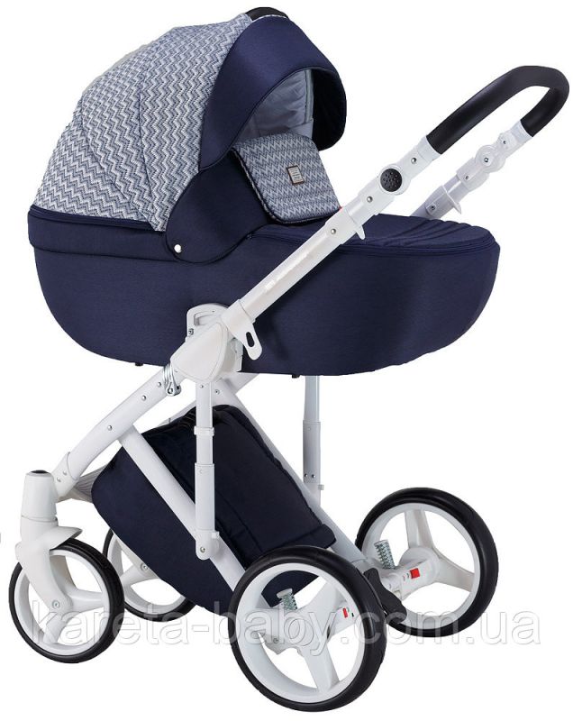 Коляска 2 в 1 Adamex Luciano jeans Q203 синій (зигзаг)