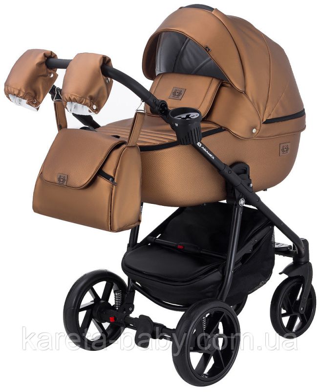 Коляска 2 в 1 Adamex Hybryd Plus шкіра 100% Y230CZ бронза (перламутр)