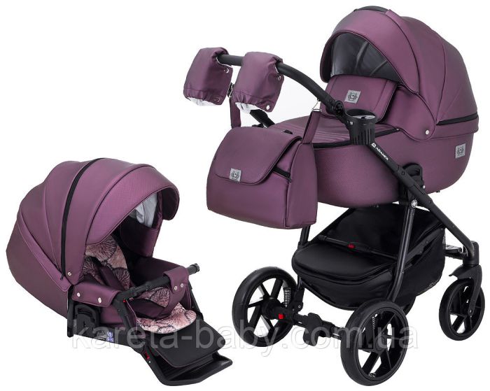 Коляска 2 в 1 Adamex Hybryd Plus кожа 100% Y233CZ фиолетовый (перламутр)