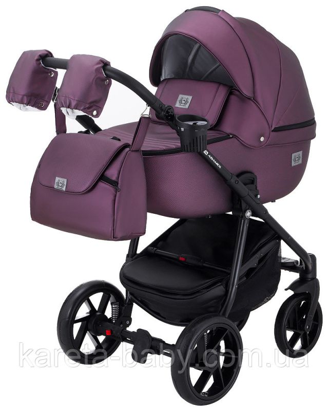 Коляска 2 в 1 Adamex Hybryd Plus кожа 100% Y233CZ фиолетовый (перламутр)