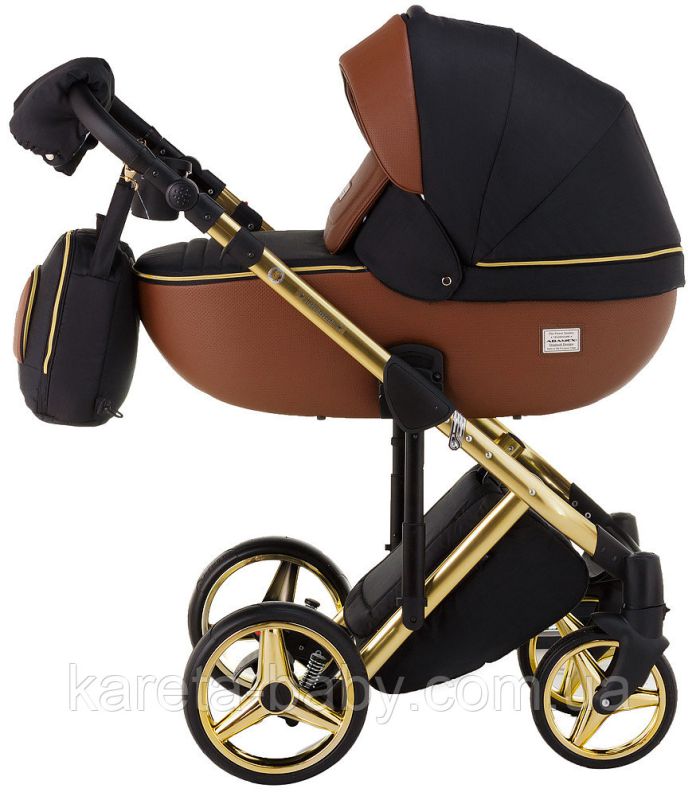 Коляска 2 в 1 Adamex Luciano Polar (Gold) Y800 коричневий (шкіра) - чорний