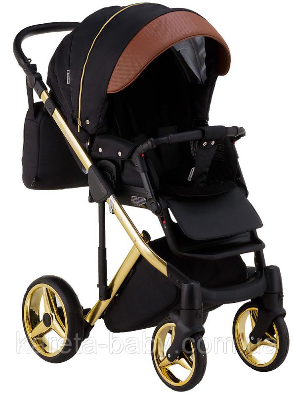 Коляска 2 в 1 Adamex Luciano Polar (Gold) Y800 коричневий (шкіра) - чорний