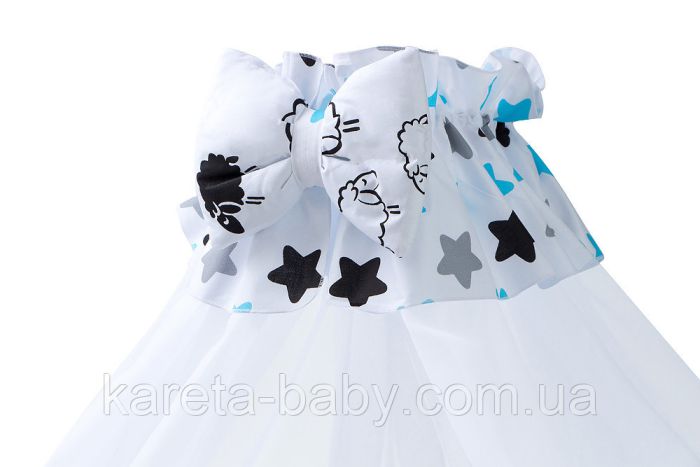 Детская постель Babyroom Classic Bortiki-01 (8 элементов)  белый (барашки, звездочки)