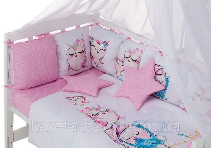 Детская постель Babyroom Bortiki Print-08  pink owl