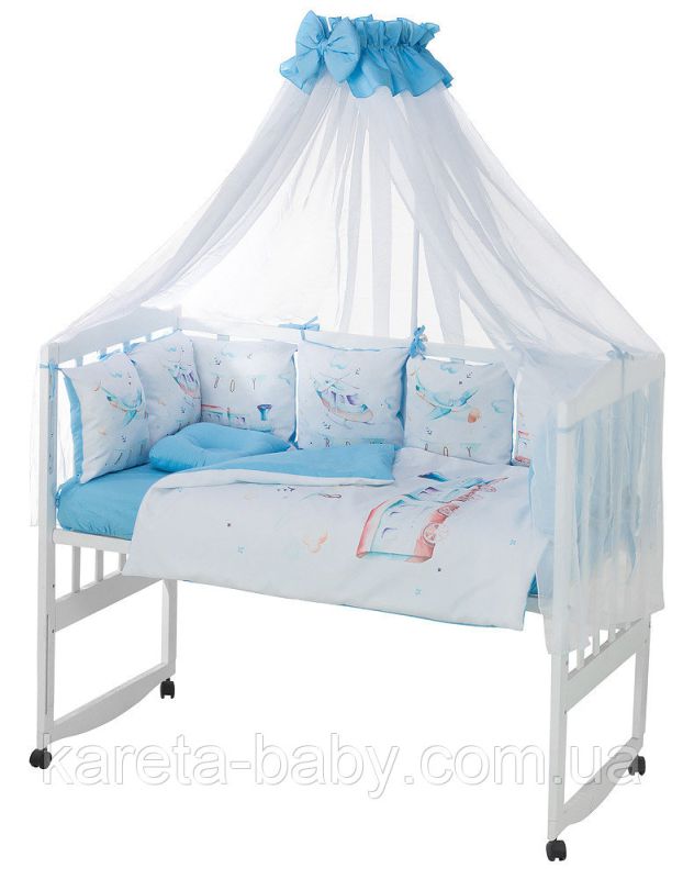 Детская постель Babyroom Bortiki Print-08  blue train