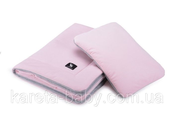 Плед із подушкою Cottonmoose Cotton Velvet 408/150/49 рожевий (оксамит) з сірим меланж