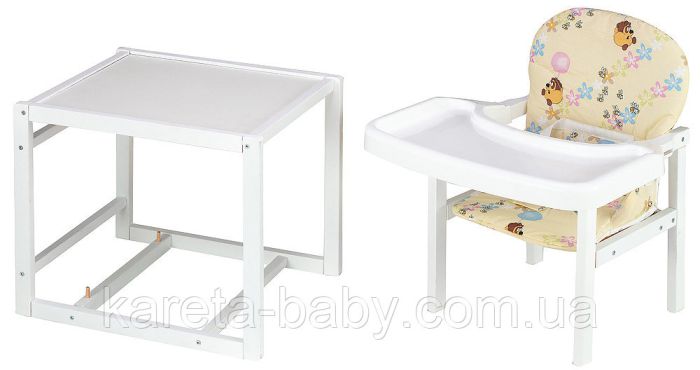 Стільчик-трансформер Babyroom Поні-240 білий пластикова стільниця бежевий (вінні пух)