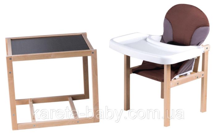 Стульчик- трансформер Babyroom Пони-230 eko без лака пластиковая столешница  капучино-шоколад