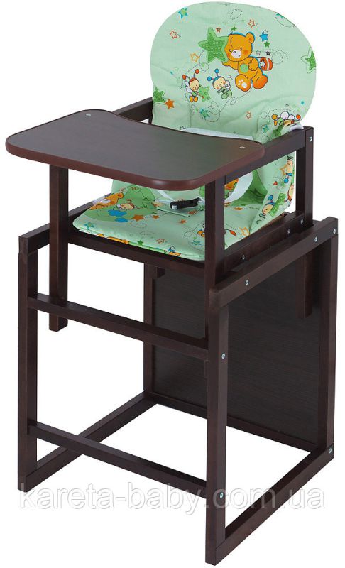 Стульчик- трансформер Babyroom Карапуз-120 тонированный МДФ столешница  зеленый (мишки и пчелки)