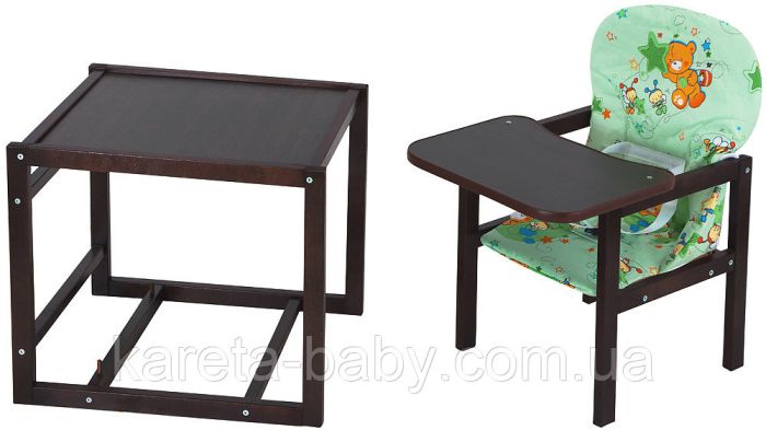 Стульчик- трансформер Babyroom Карапуз-120 тонированный МДФ столешница  зеленый (мишки и пчелки)