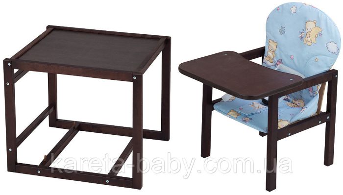 Стільчик-трансформер Babyroom Карапуз-120 тонований МДФ стільниця блакитний (ведмедик, бджілка, зірка)