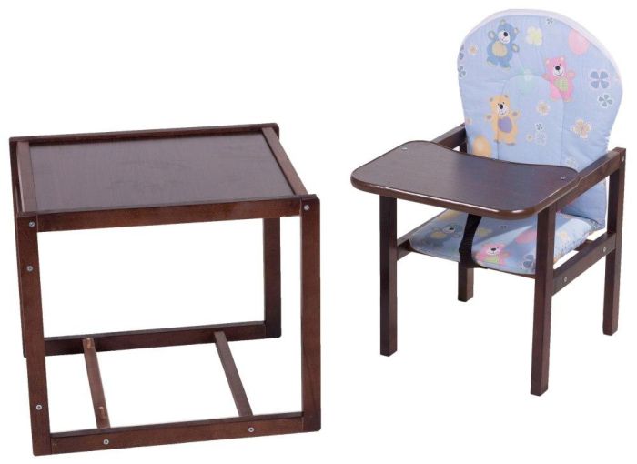 Стульчик- трансформер Babyroom Карапуз-120 тонированный МДФ столешница  голубой (мишка)