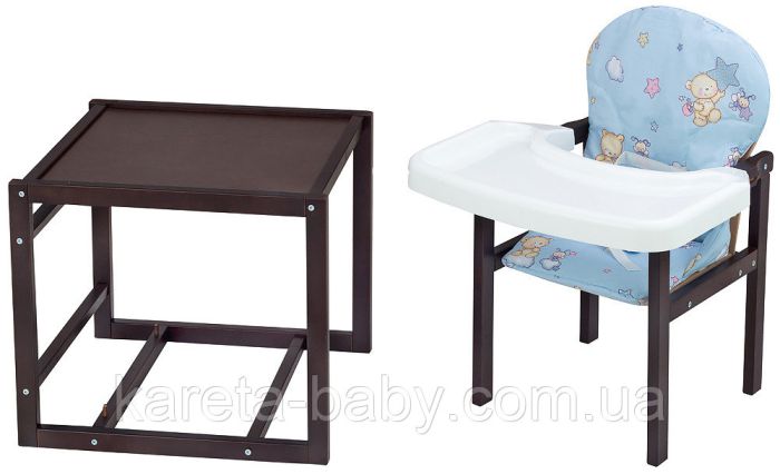 Стульчик- трансформер Babyroom Пони-220 тонированный пластиковая столешница  голубой (мишка, пчелка, звезда)