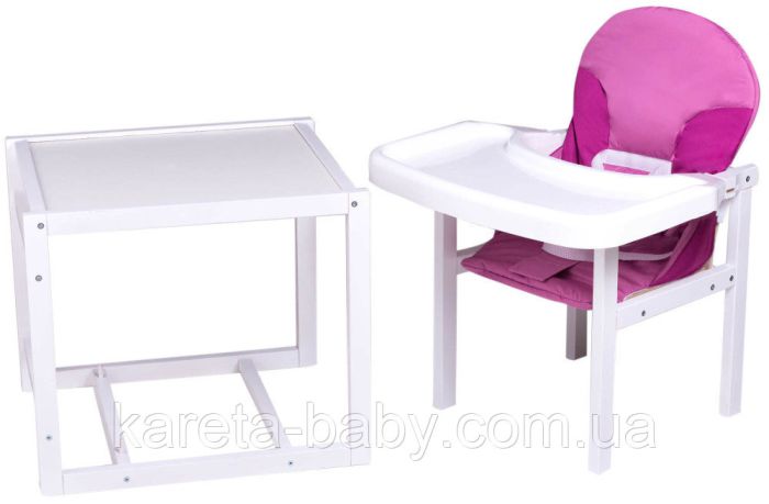 Стільчик-трансформер Babyroom Поні-240 білий пластикова стільниця малина-рожевий