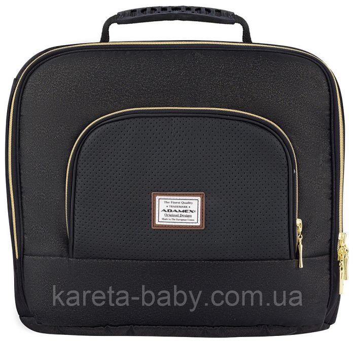 Коляска 2 в 1 Adamex Mimi Polar (Gold) Y836B чорний (люрікс) - чорна шкіра (перфорація)