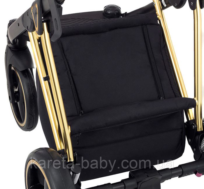 Коляска 2 в 1 Adamex Mimi Polar (Gold) Y836B чорний (люрікс) - чорна шкіра (перфорація)