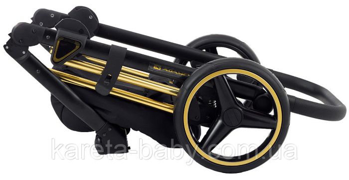Коляска 2 в 1 Adamex Mimi Polar (Gold) Y836B чорний (люрікс) - чорна шкіра (перфорація)