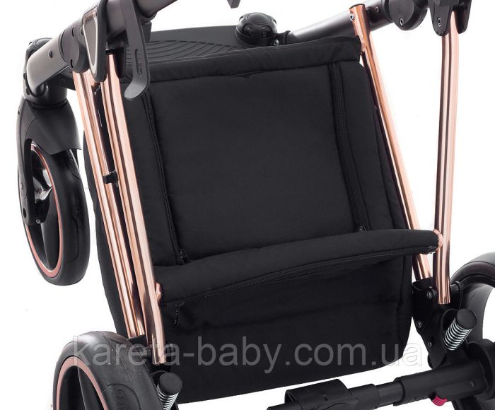 Коляска 2 в 1 Adamex Mimi Polar (Pink Gold) BR604 черный (люрикс) - медный (принт) кожа (выдавленная точка)